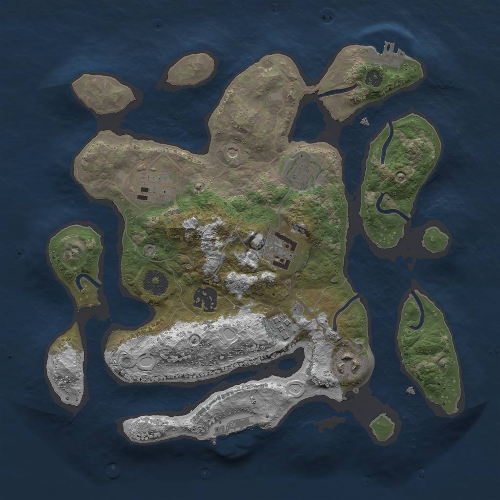 Rust Map: Procedural Map, Size: 3000, Seed: 854492, 14 Monuments