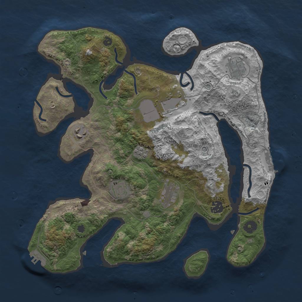 Rust Map: Procedural Map, Size: 3500, Seed: 55236, 15 Monuments