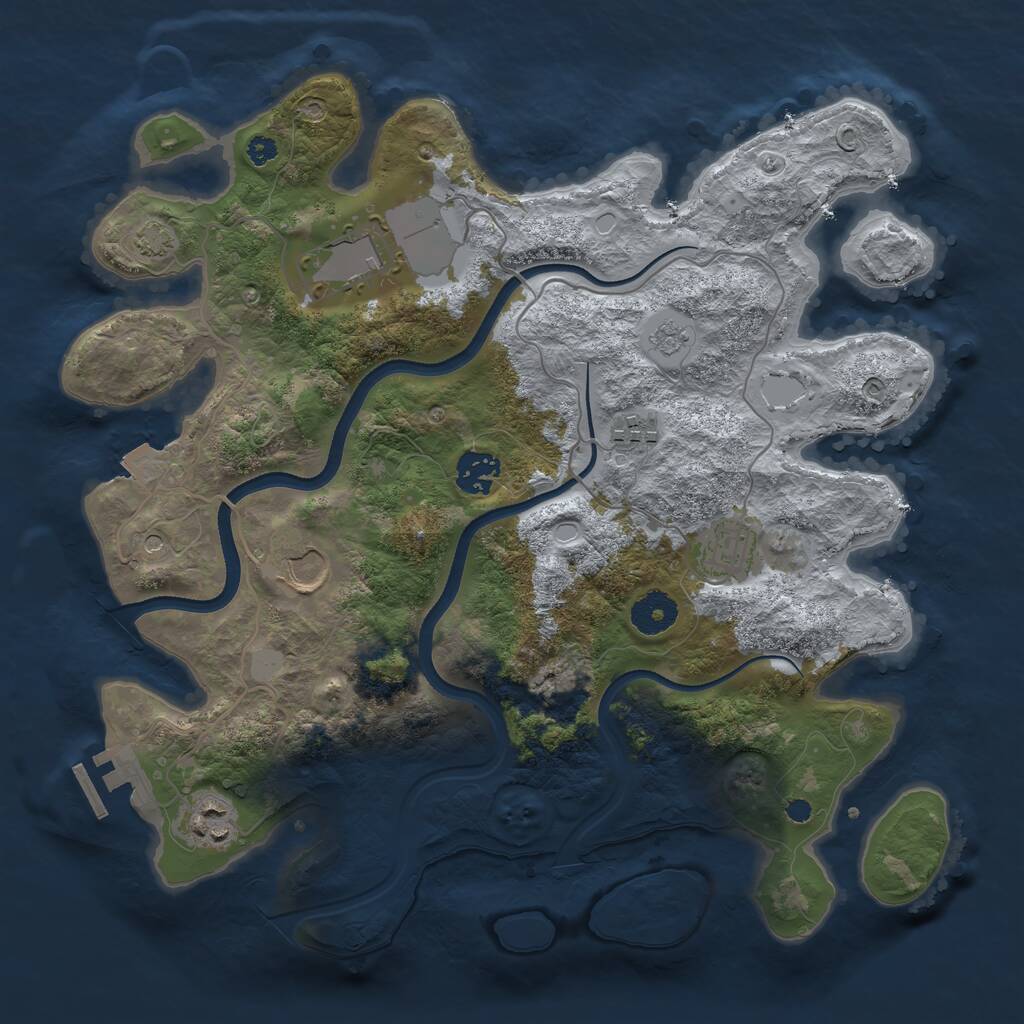 Rust Map: Procedural Map, Size: 3500, Seed: 341382399, 11 Monuments