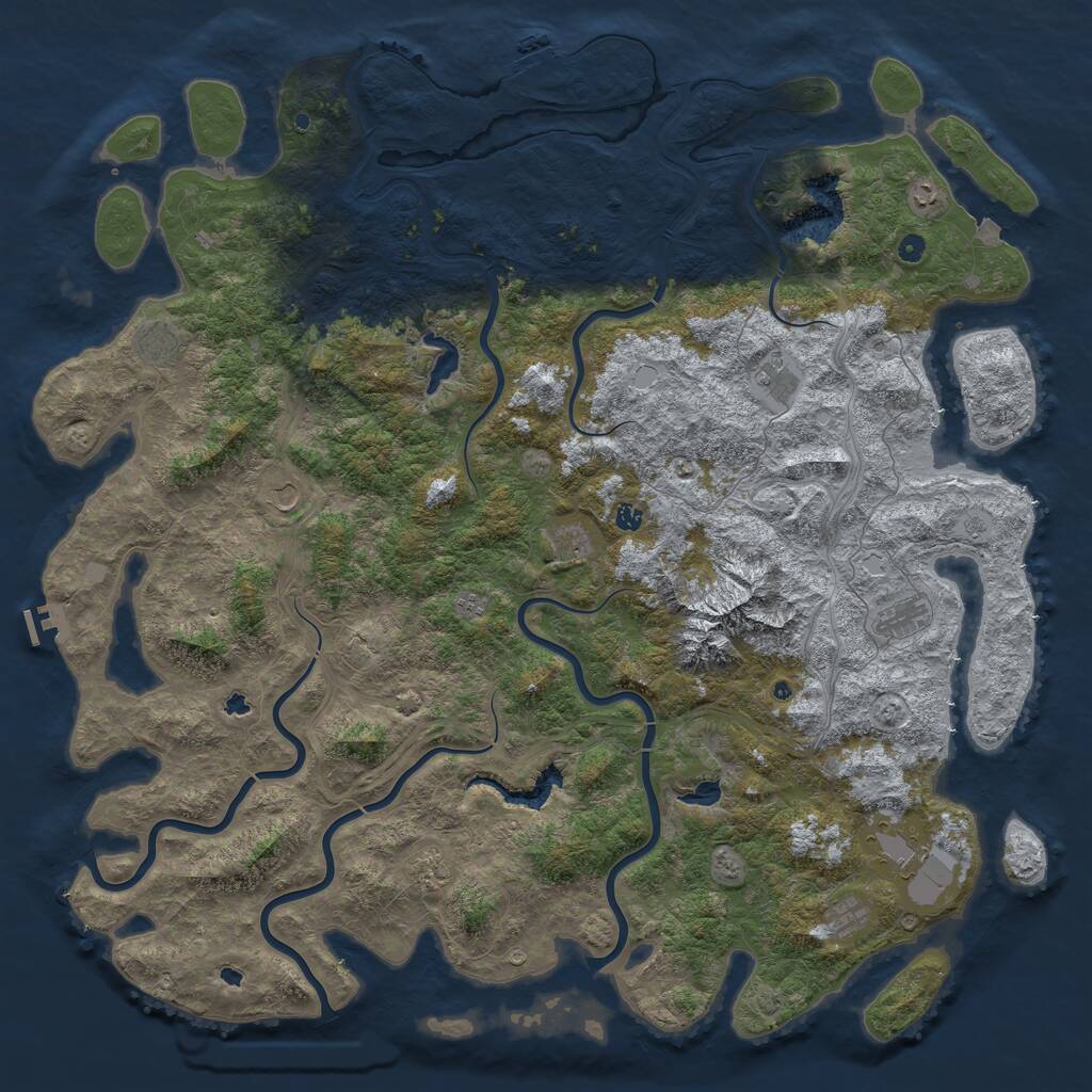 Rust Map: Procedural Map, Size: 6000, Seed: 117, 17 Monuments