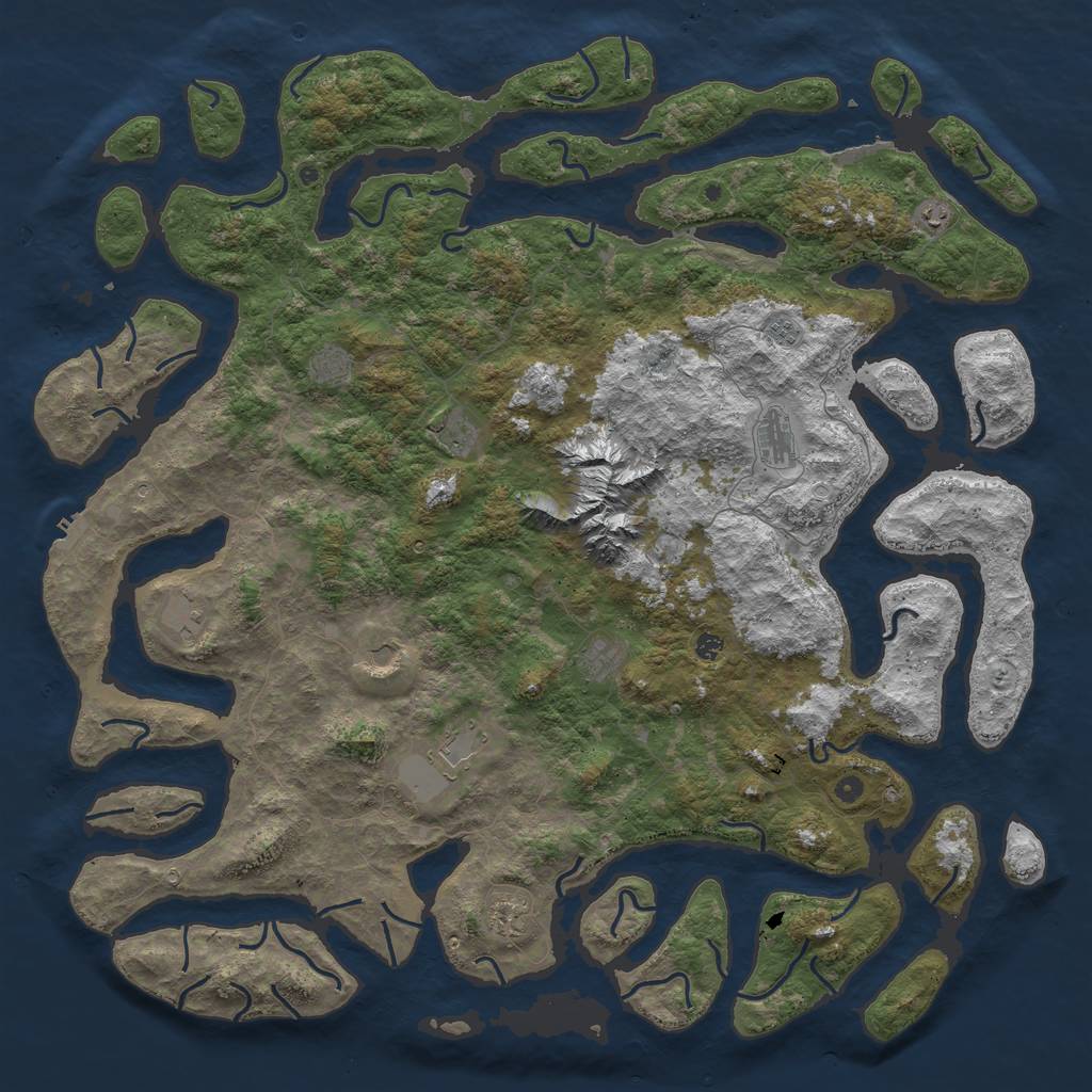 Rust Map: Procedural Map, Size: 6000, Seed: 117, 19 Monuments