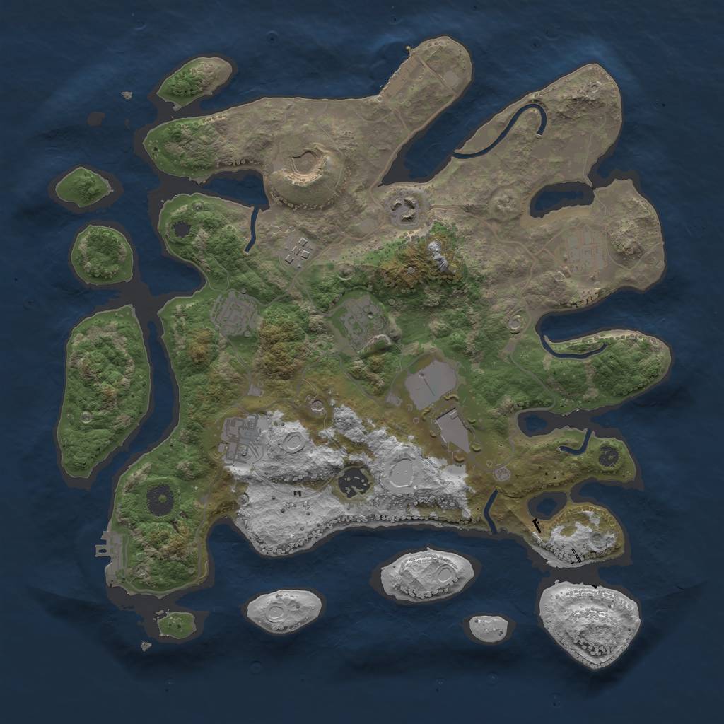 Rust Map: Procedural Map, Size: 3700, Seed: 592998601, 17 Monuments