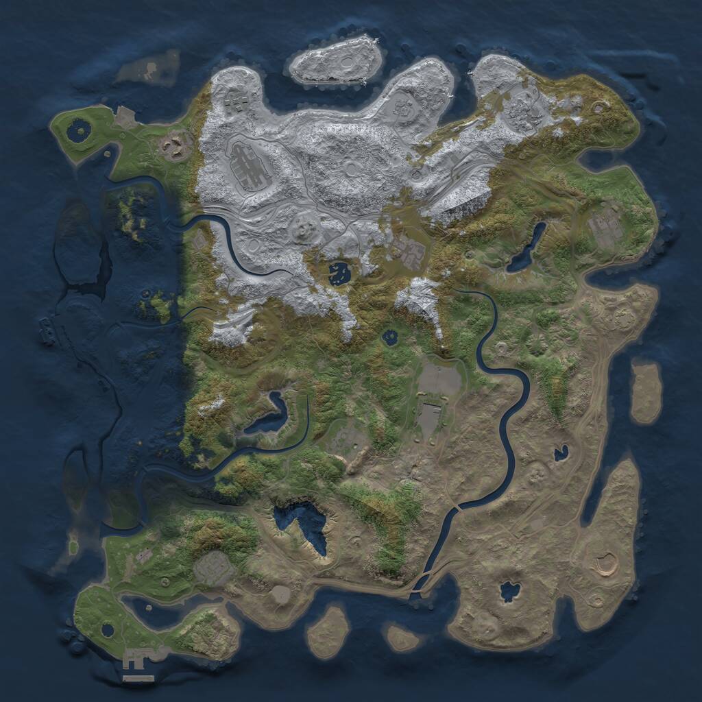 Rust Map: Procedural Map, Size: 4500, Seed: 668877676, 17 Monuments