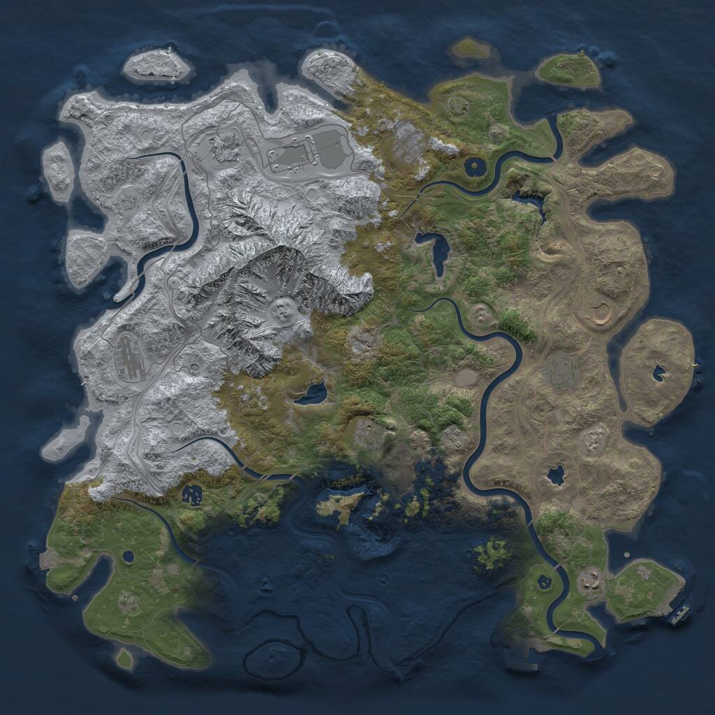 Rust Map: Procedural Map, Size: 5000, Seed: 478162483, 16 Monuments