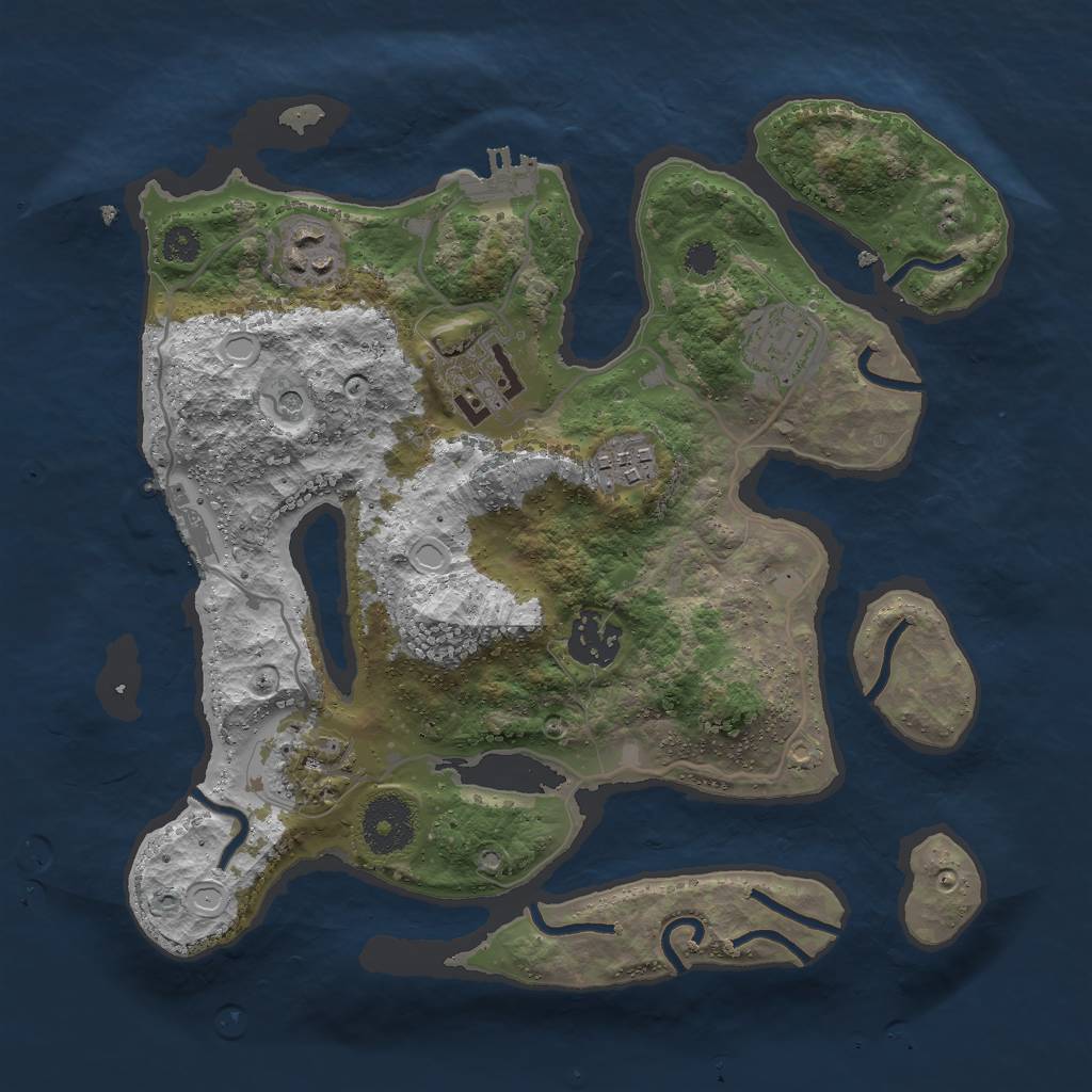 Rust Map: Procedural Map, Size: 3000, Seed: 168173, 14 Monuments