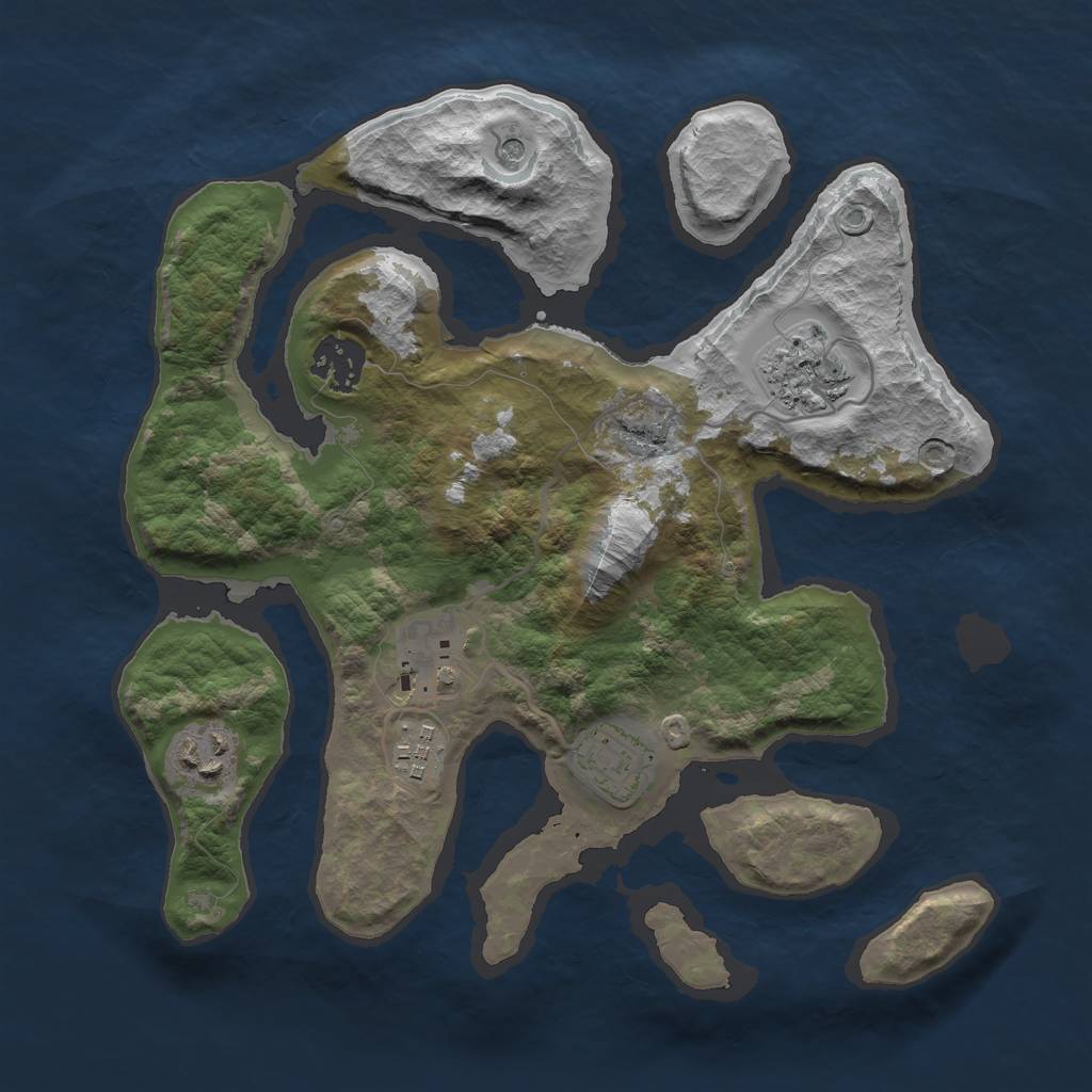 Rust Map: Barren, Size: 3000, Seed: 1605999279, 9 Monuments