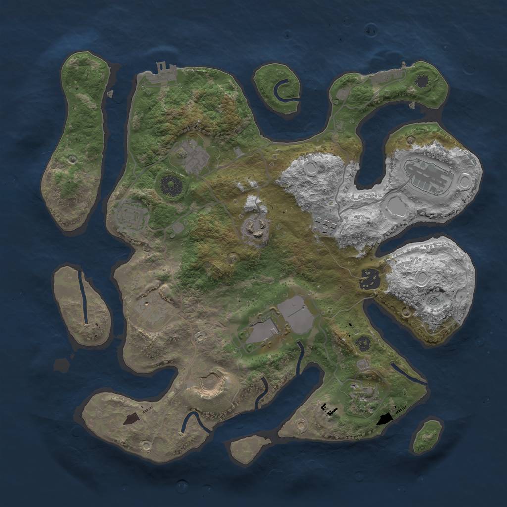 Rust Map: Procedural Map, Size: 3500, Seed: 85558555, 18 Monuments