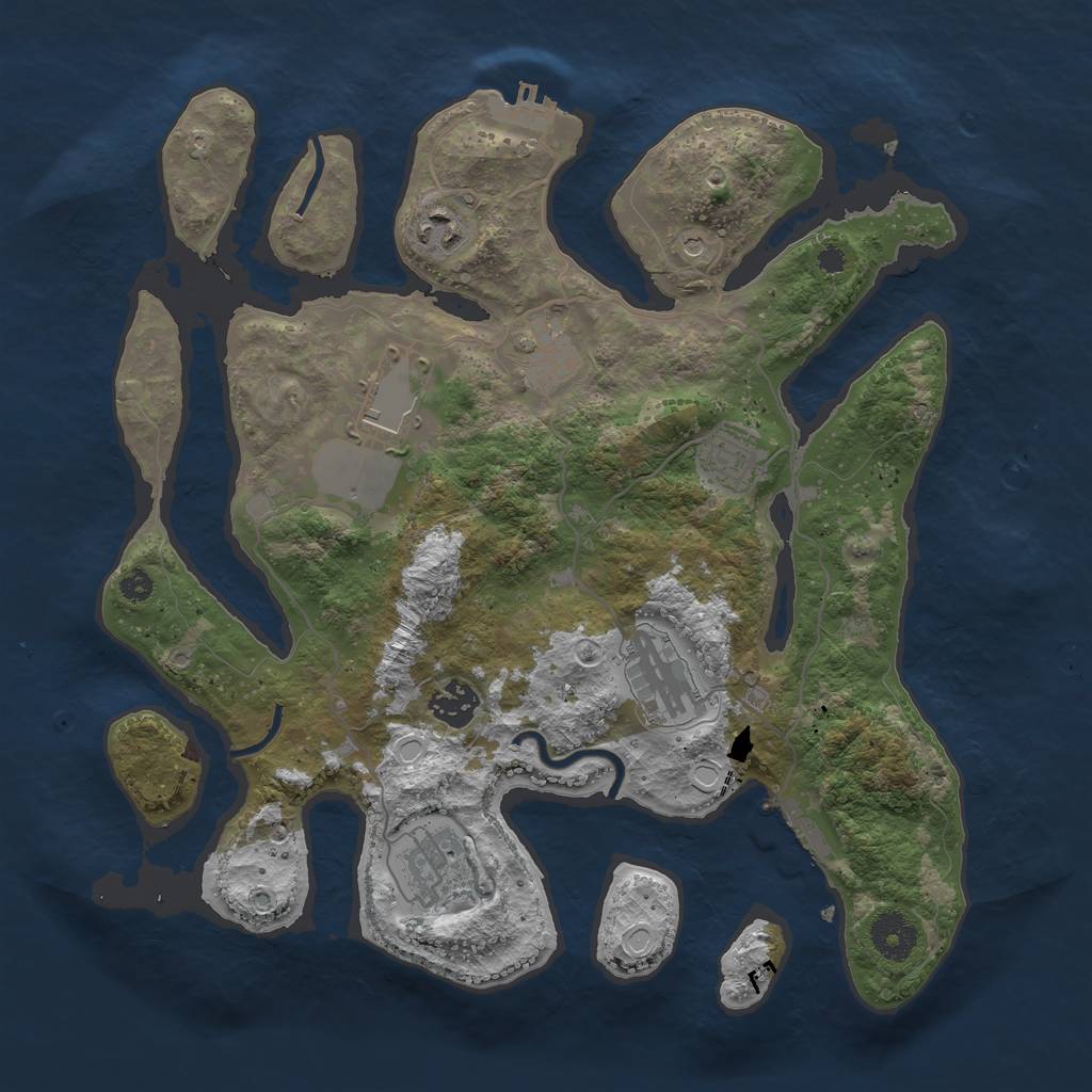 Rust Map: Procedural Map, Size: 3500, Seed: 809041257, 15 Monuments