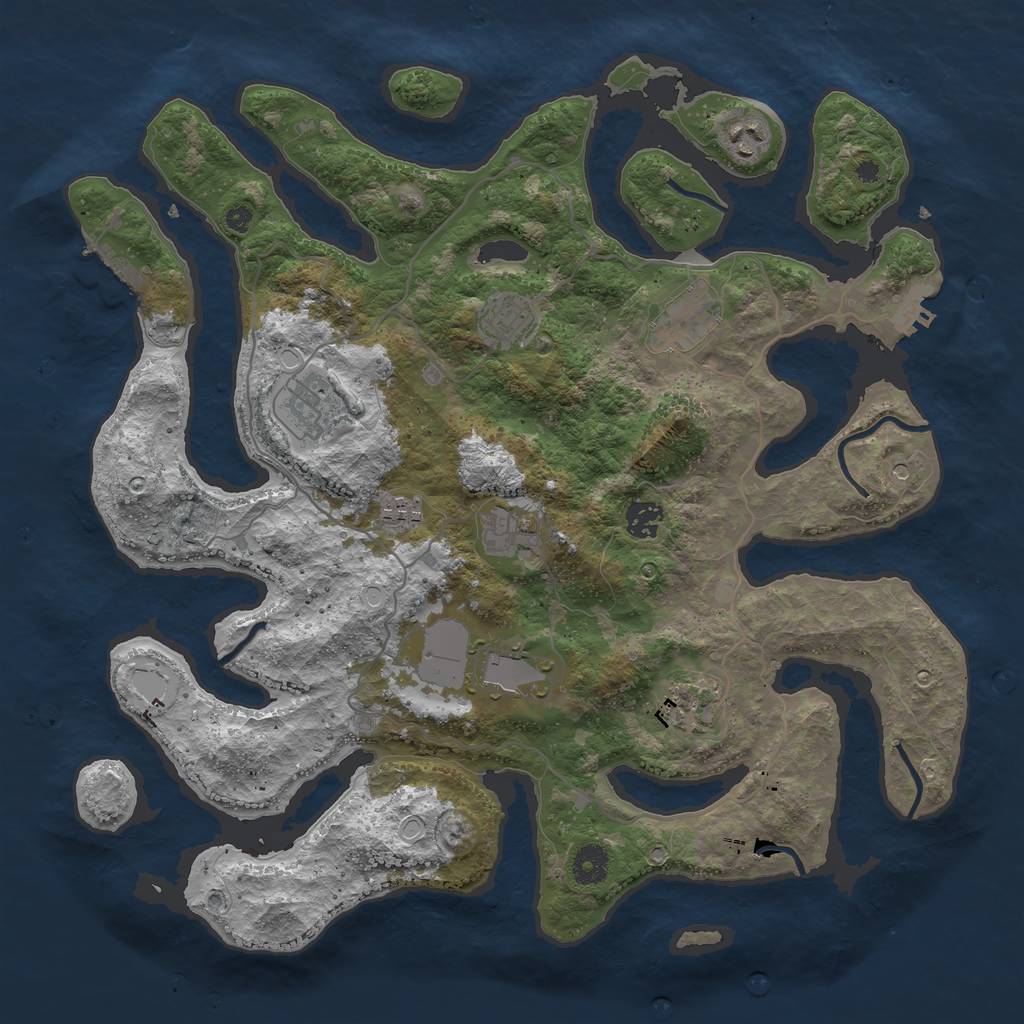 Rust Map: Procedural Map, Size: 4000, Seed: 550023059, 17 Monuments