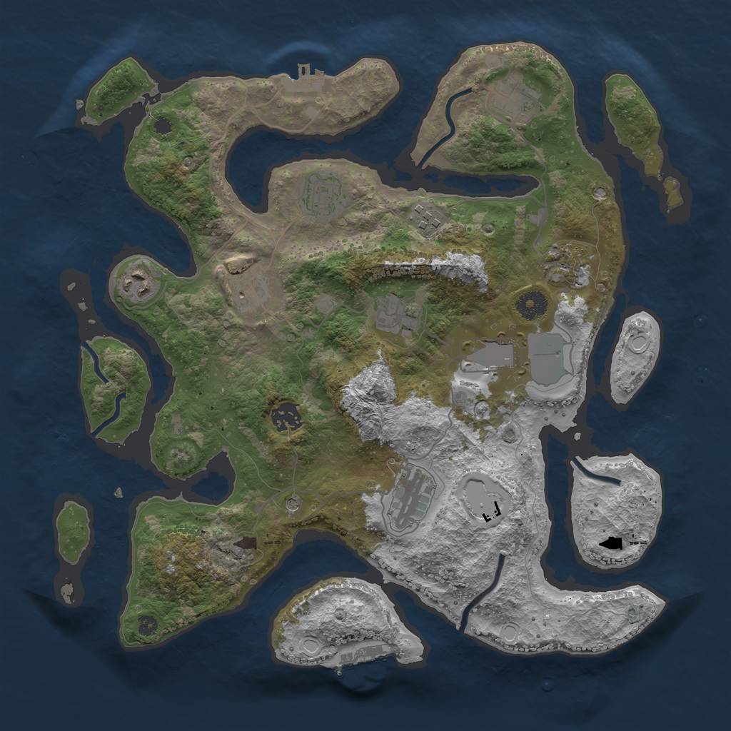 Rust Map: Procedural Map, Size: 3700, Seed: 1666638342, 18 Monuments