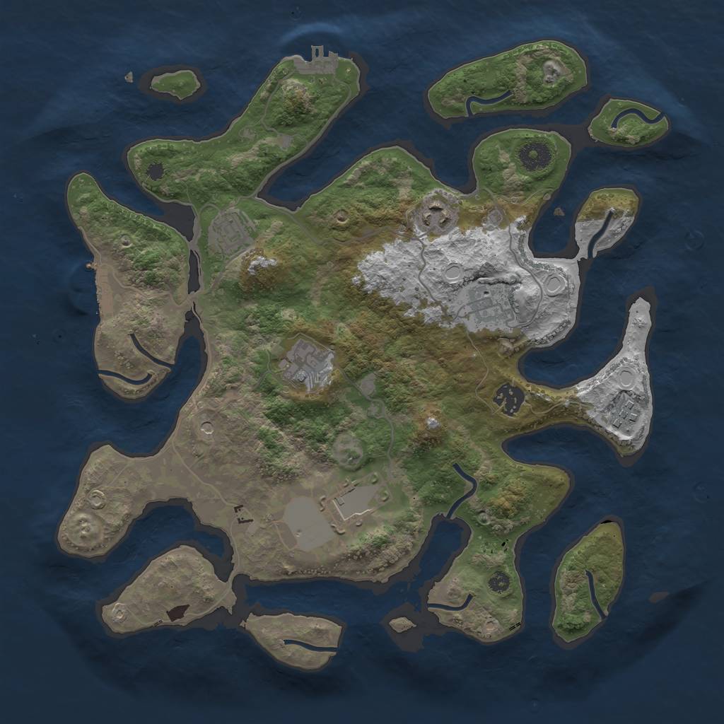 Rust Map: Procedural Map, Size: 3600, Seed: 542709937, 15 Monuments