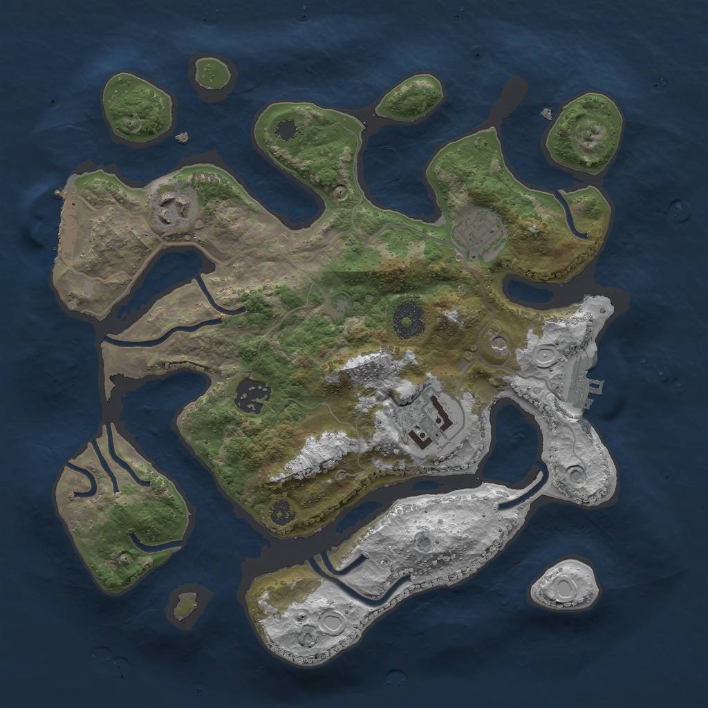 Rust Map: Procedural Map, Size: 3000, Seed: 27724414, 12 Monuments