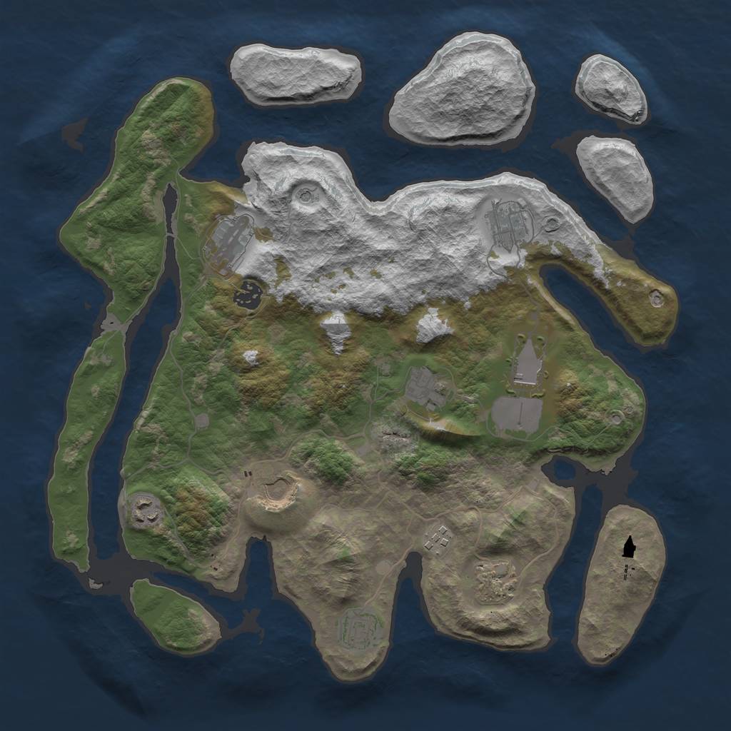 Rust Map: Barren, Size: 3900, Seed: 600, 13 Monuments