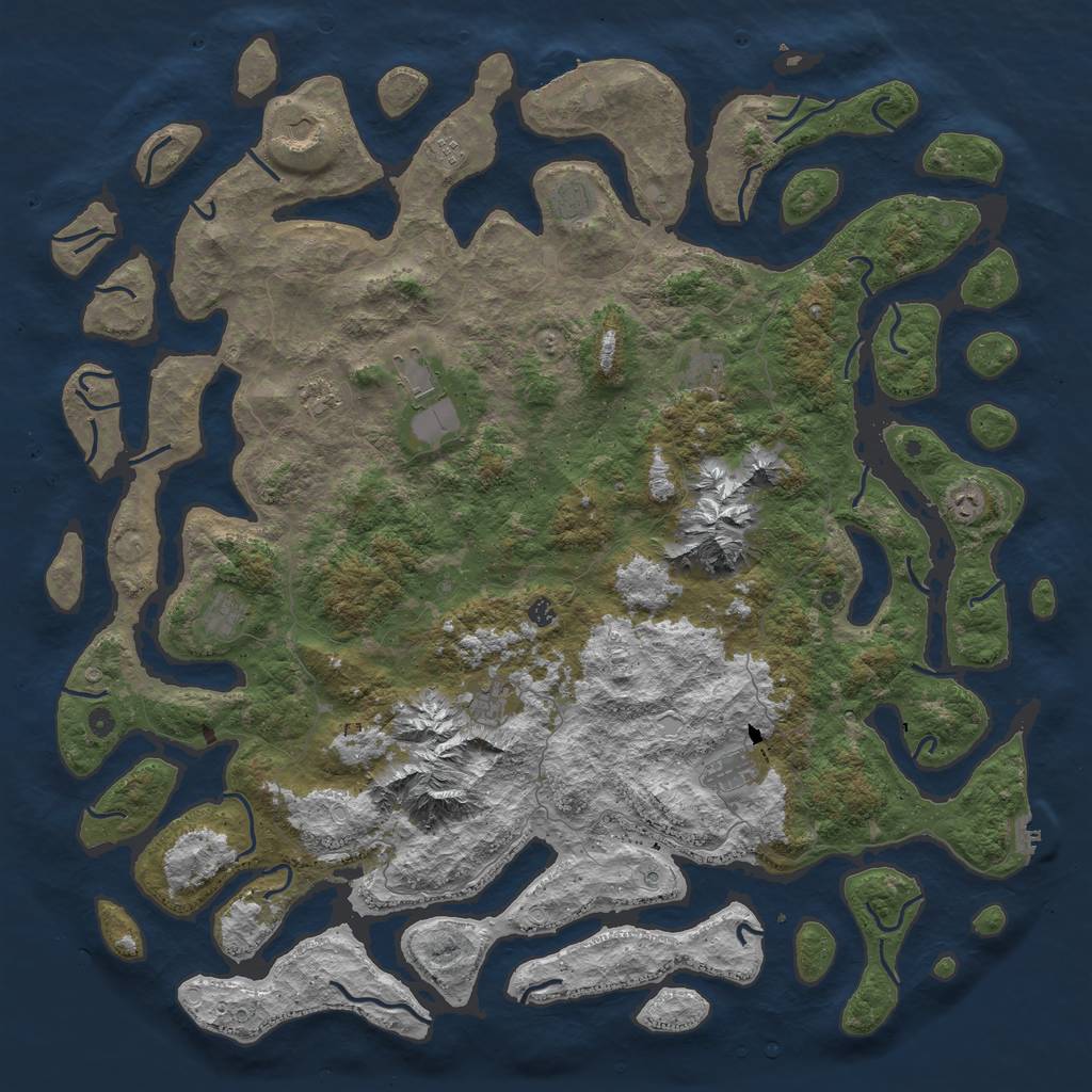 Rust Map: Procedural Map, Size: 6000, Seed: 39887, 19 Monuments