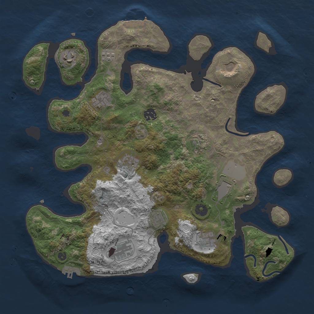 Rust Map: Procedural Map, Size: 3750, Seed: 643323540, 19 Monuments
