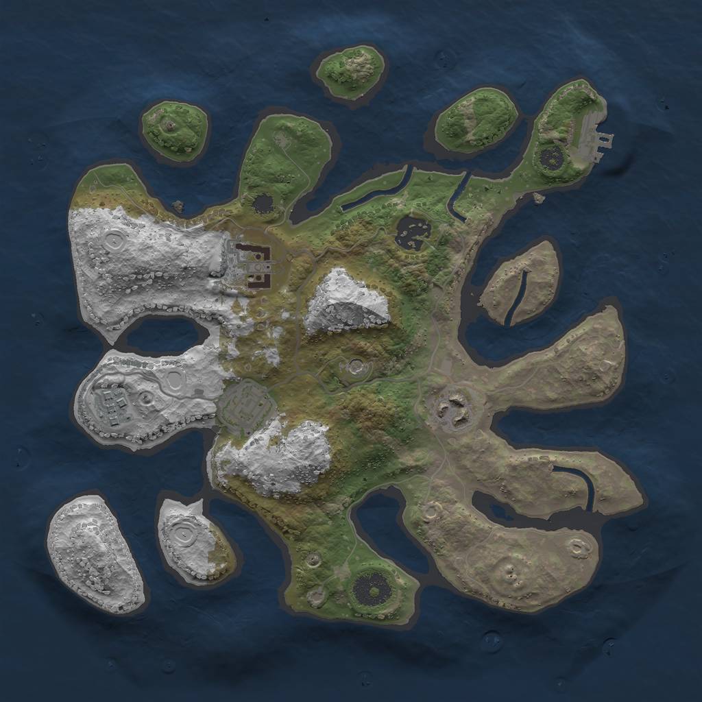 Rust Map: Procedural Map, Size: 3000, Seed: 1105651111, 12 Monuments