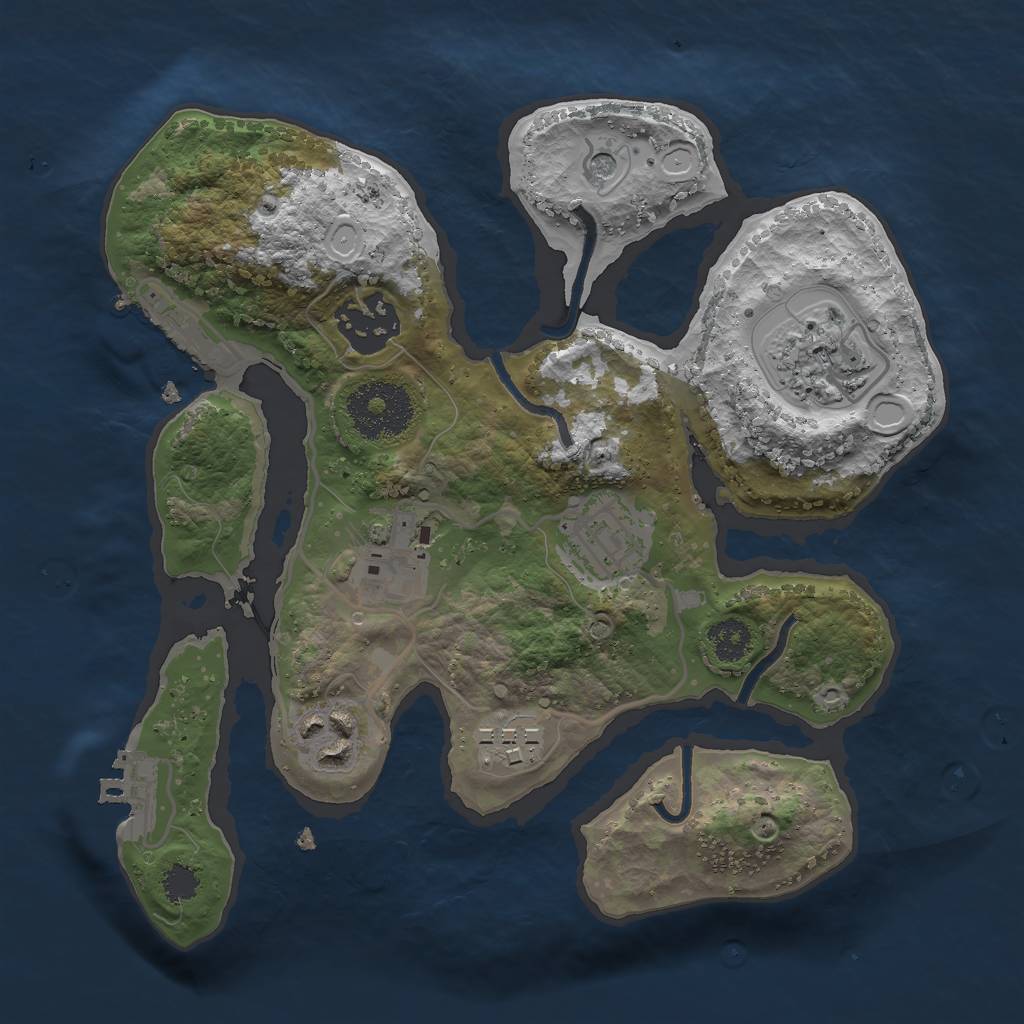 Rust Map: Procedural Map, Size: 2500, Seed: 1001309834, 14 Monuments