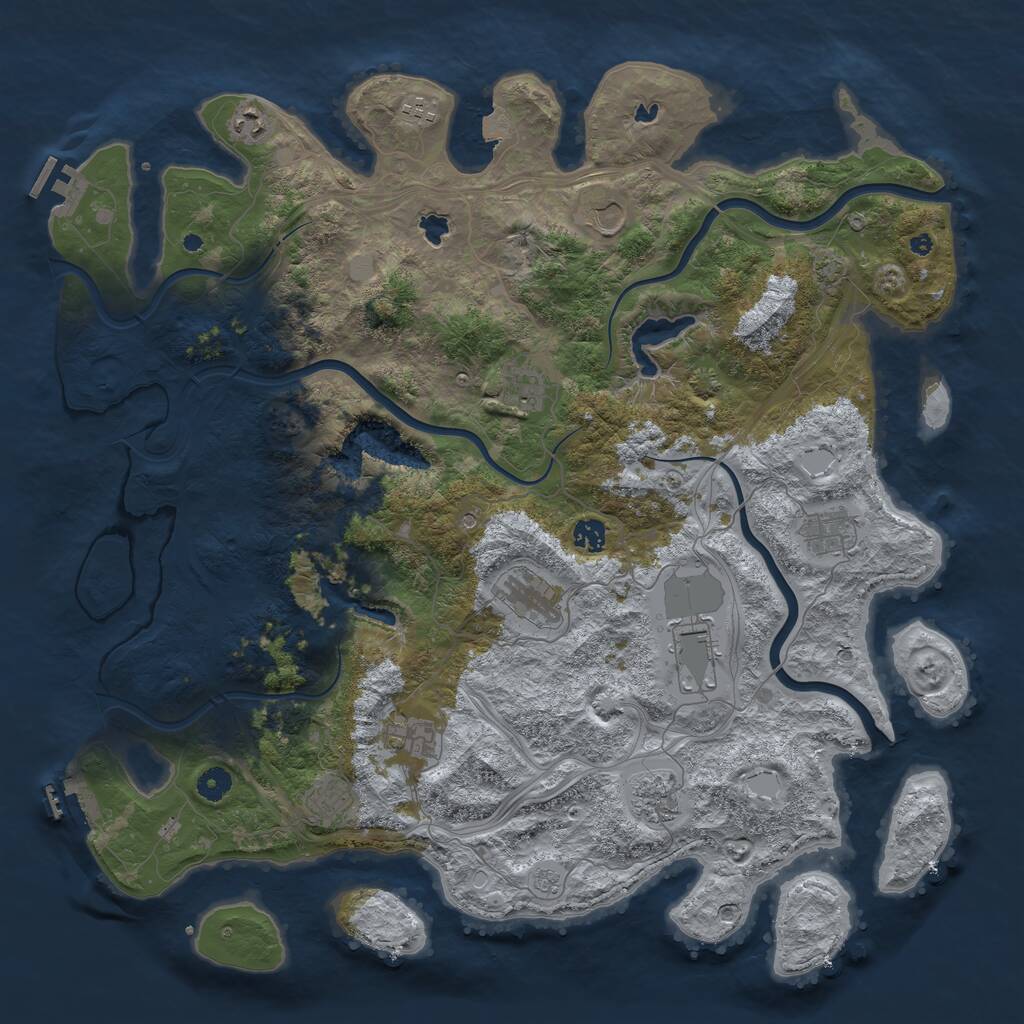 Rust Map: Procedural Map, Size: 4600, Seed: 265423125, 17 Monuments