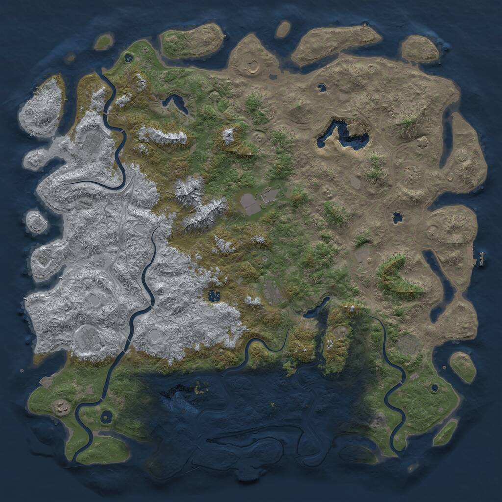 Rust Map: Procedural Map, Size: 6000, Seed: 316918925, 17 Monuments