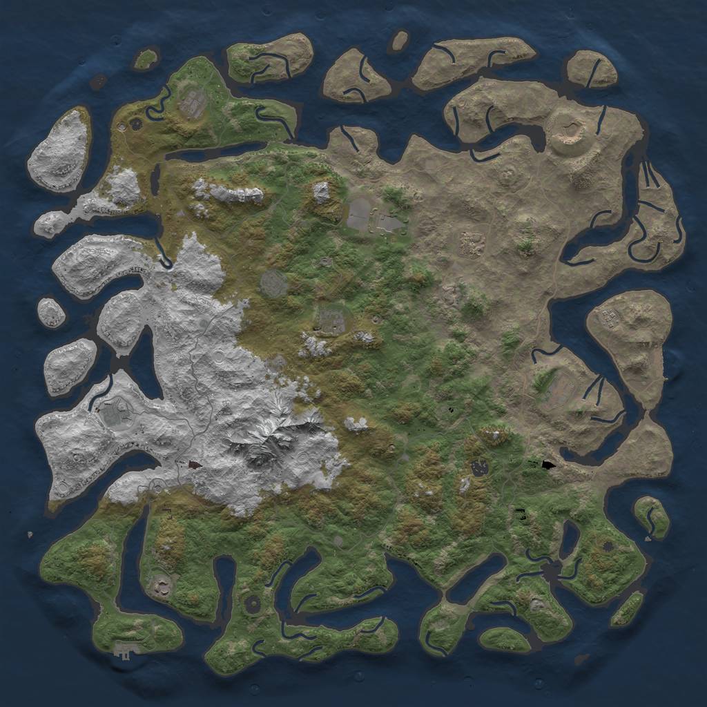 Rust Map: Procedural Map, Size: 6000, Seed: 316918925, 19 Monuments