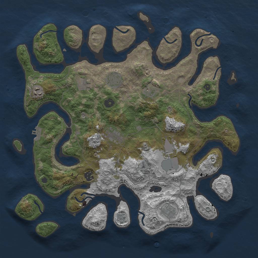 Rust Map: Procedural Map, Size: 4000, Seed: 1935086389, 16 Monuments