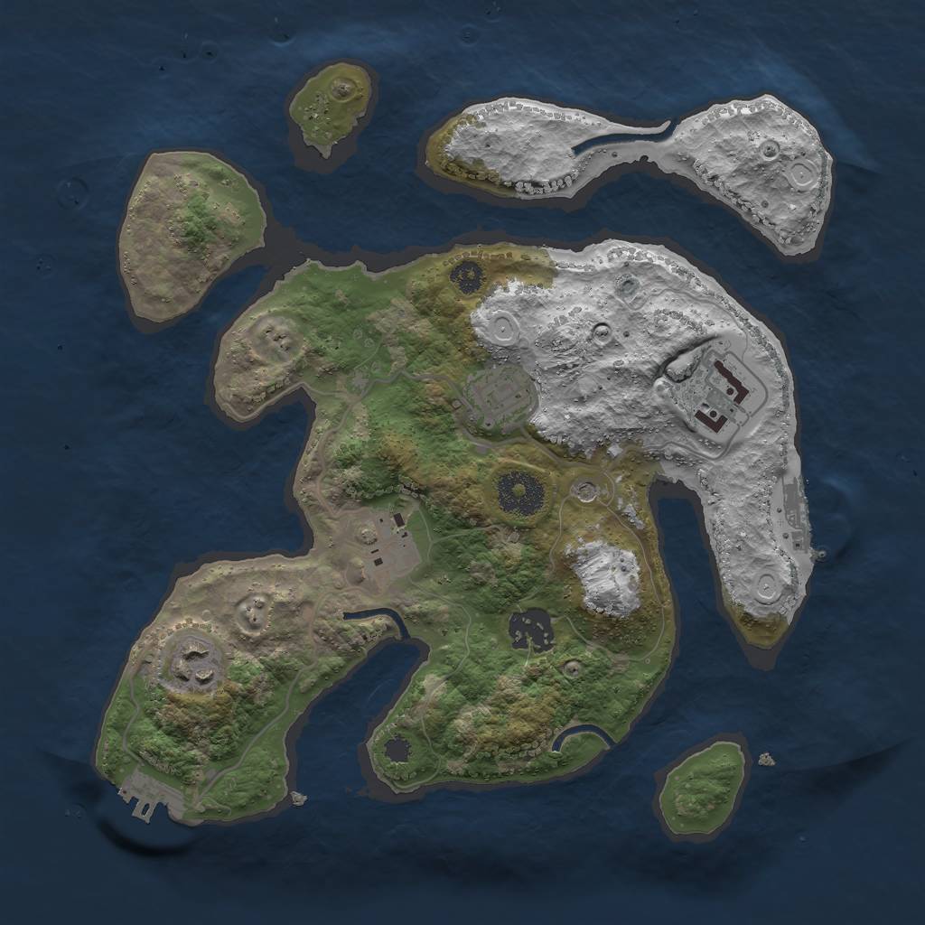 Rust Map: Procedural Map, Size: 3000, Seed: 55236, 13 Monuments