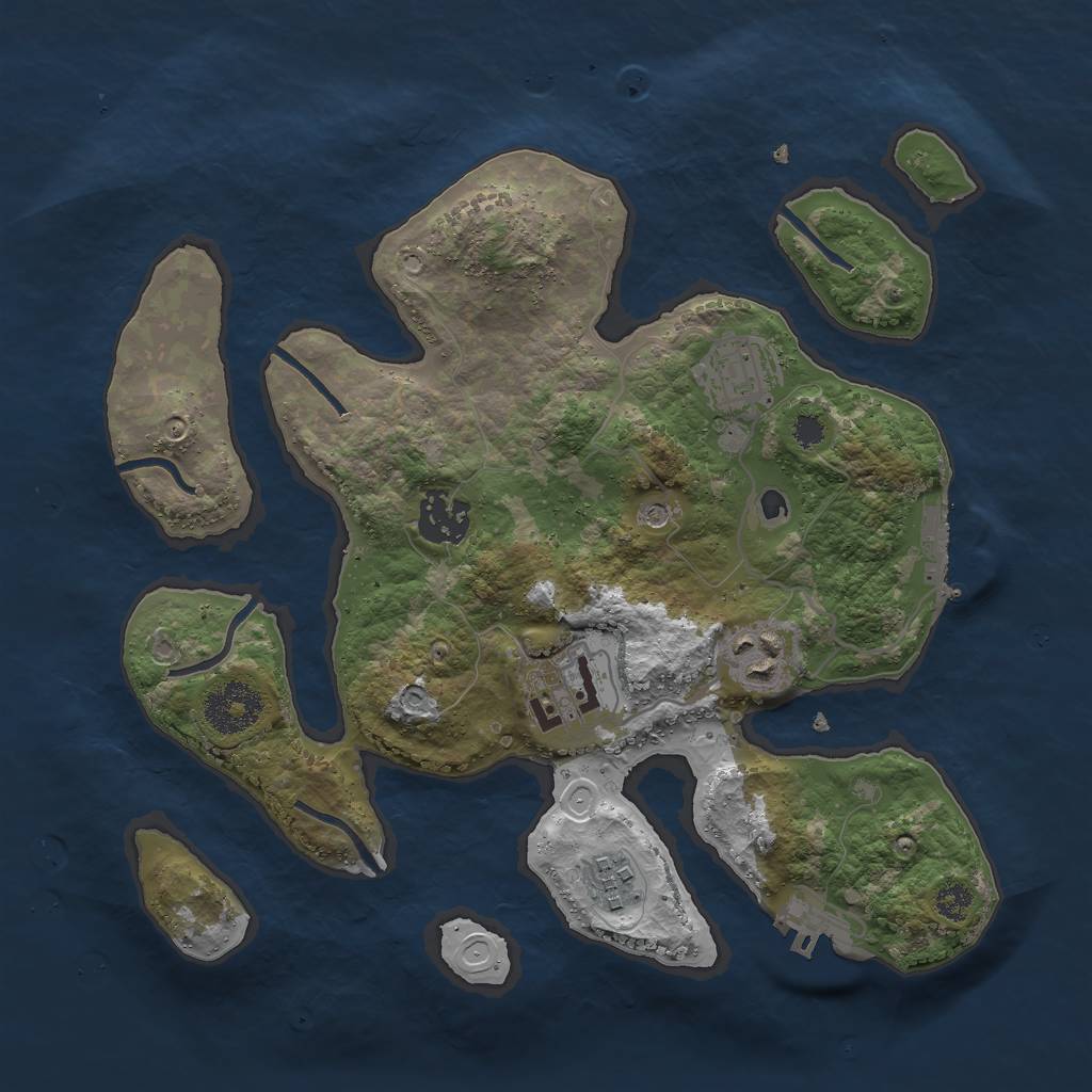 Rust Map: Procedural Map, Size: 3000, Seed: 851353723, 13 Monuments