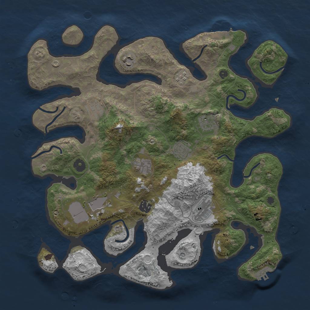 Rust Map: Procedural Map, Size: 3800, Seed: 1776403, 17 Monuments