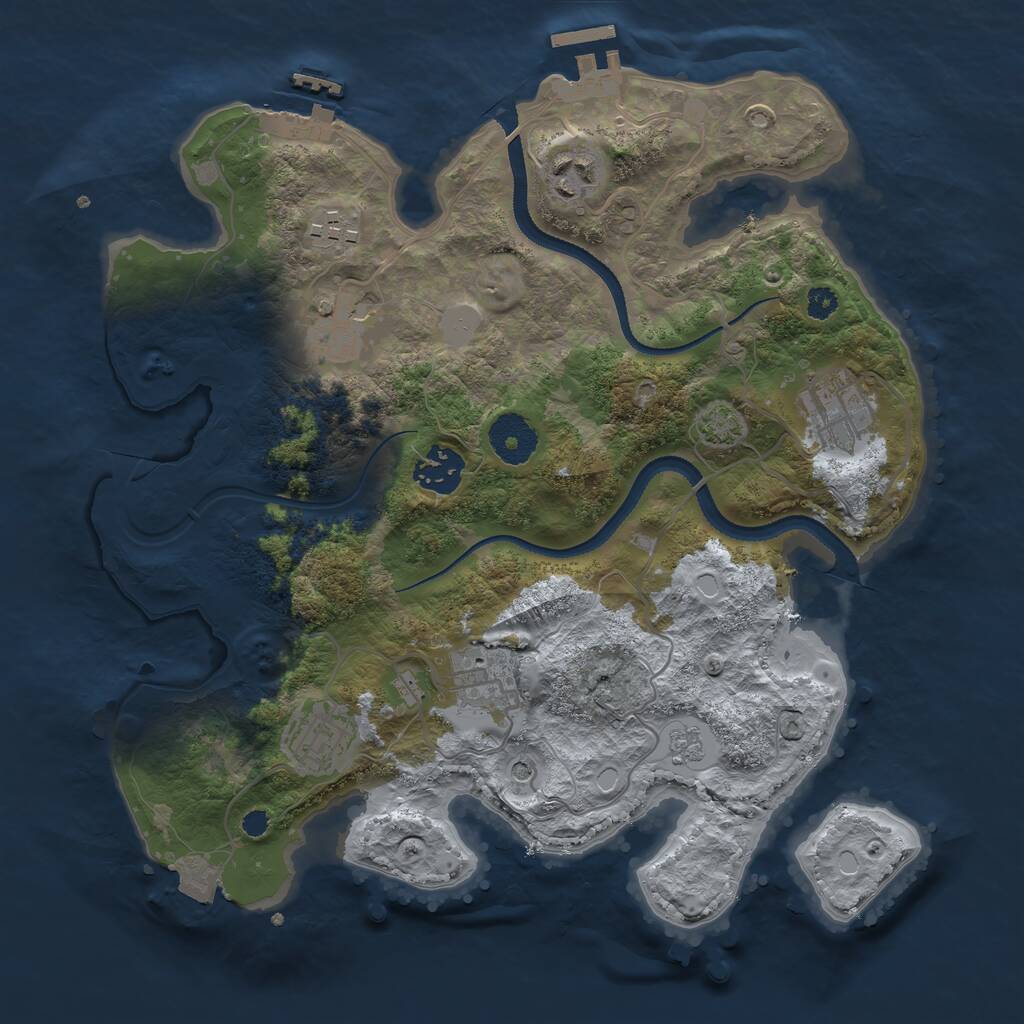 Rust Map: Procedural Map, Size: 3200, Seed: 2418, 13 Monuments