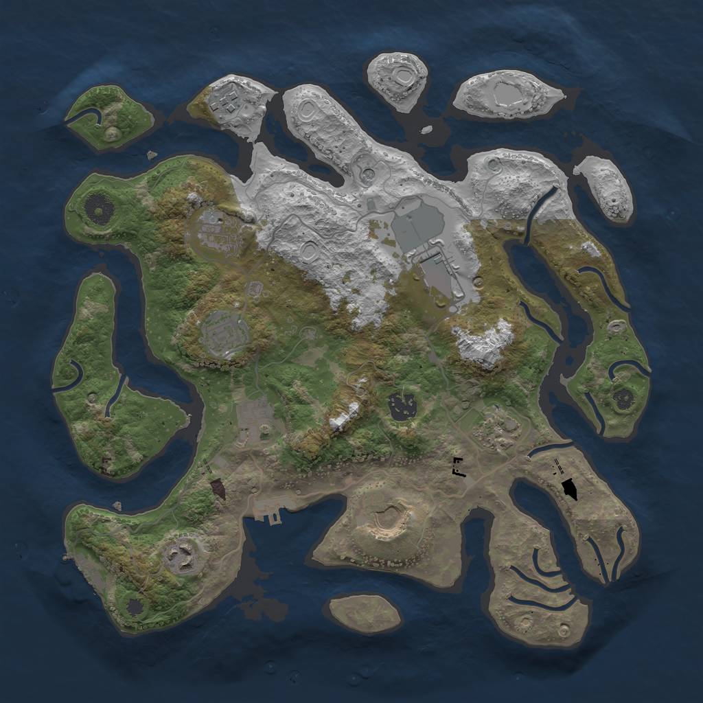 Rust Map: Procedural Map, Size: 3600, Seed: 1835, 17 Monuments