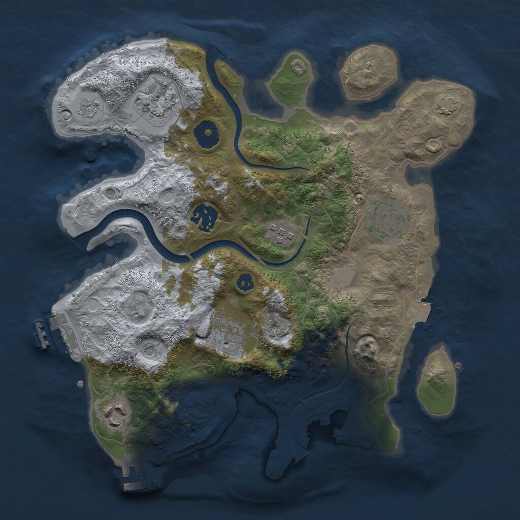 Rust Map: Procedural Map, Size: 3000, Seed: 1707637137, 12 Monuments