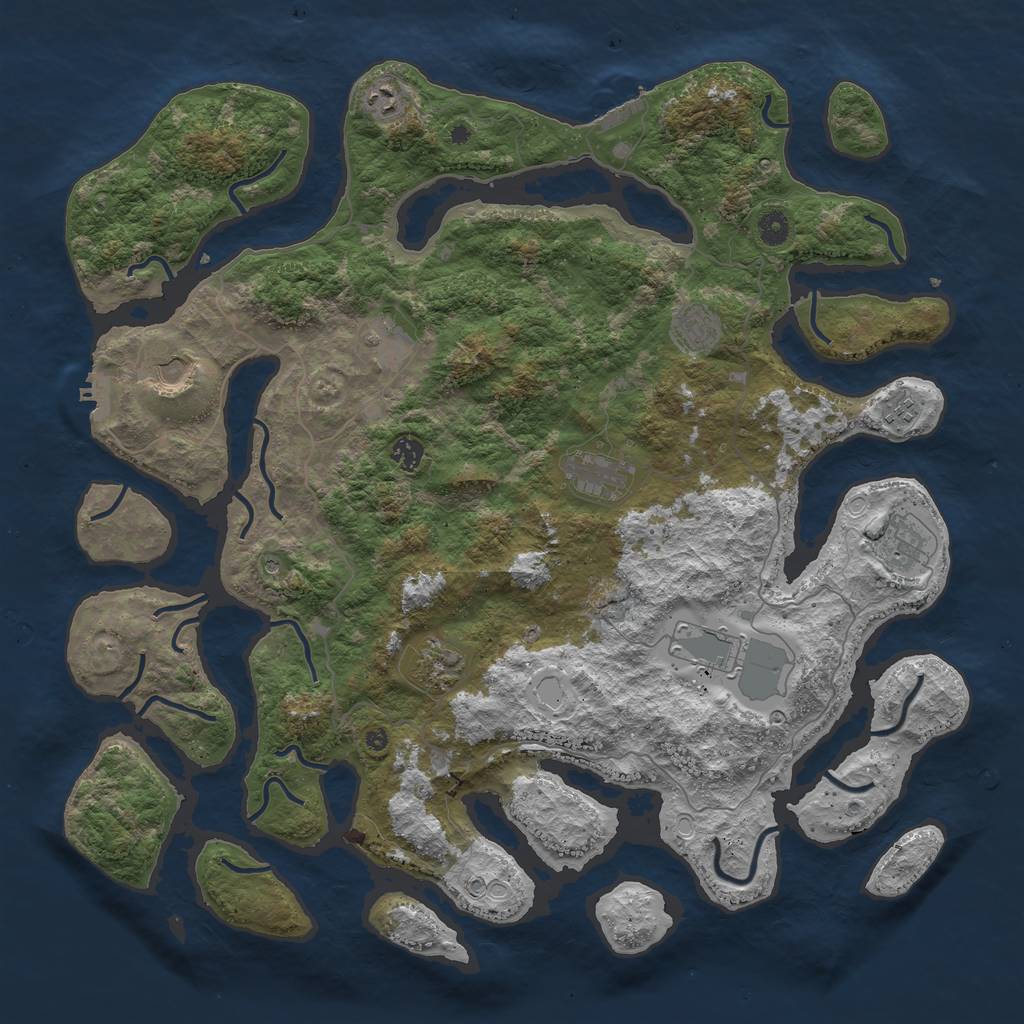 Rust Map: Procedural Map, Size: 4675, Seed: 1001010010, 18 Monuments