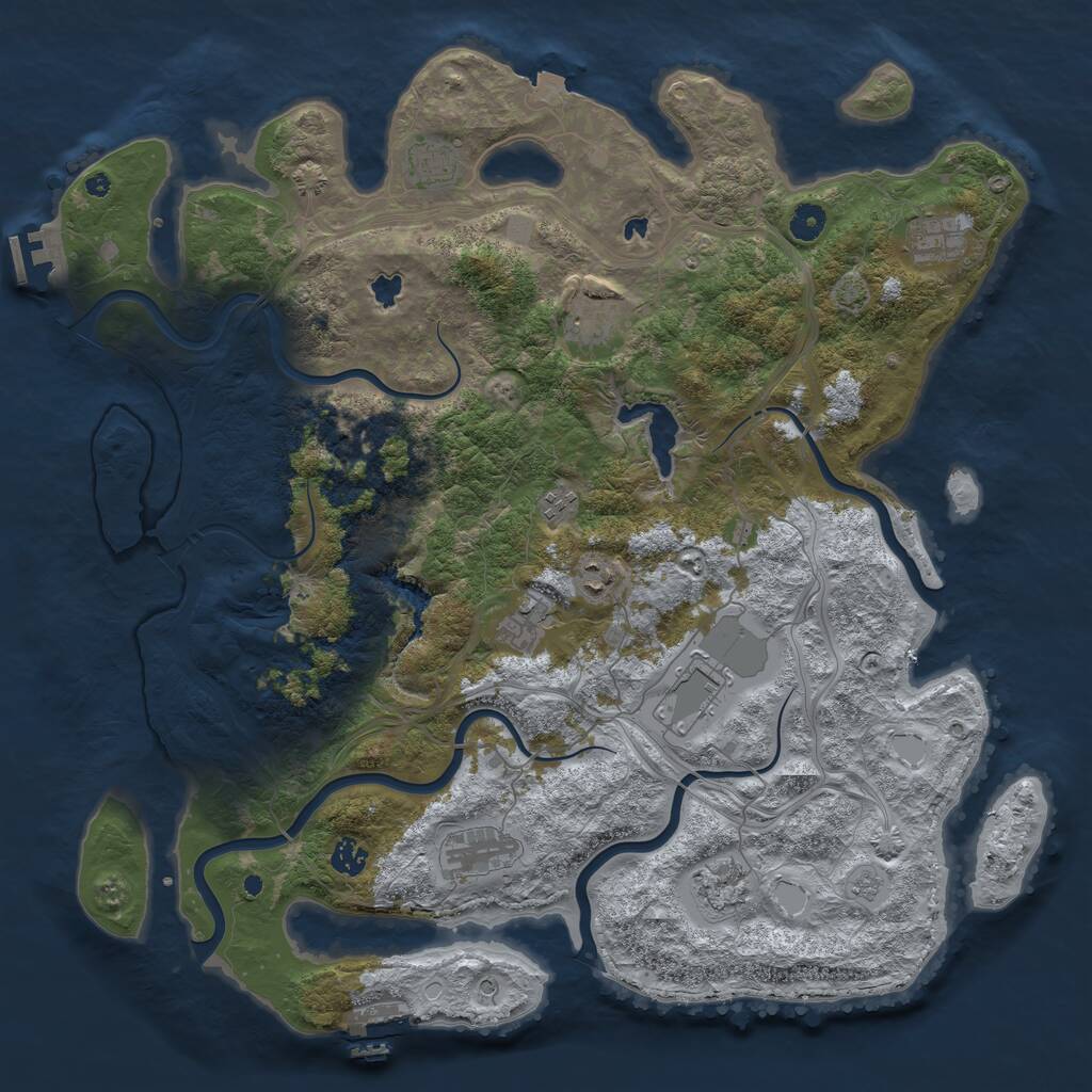 Rust Map: Procedural Map, Size: 4500, Seed: 2411, 16 Monuments