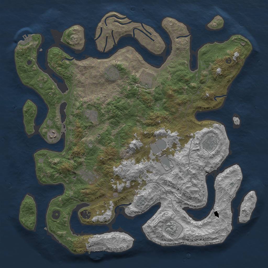 Rust Map: Procedural Map, Size: 4500, Seed: 2411, 18 Monuments