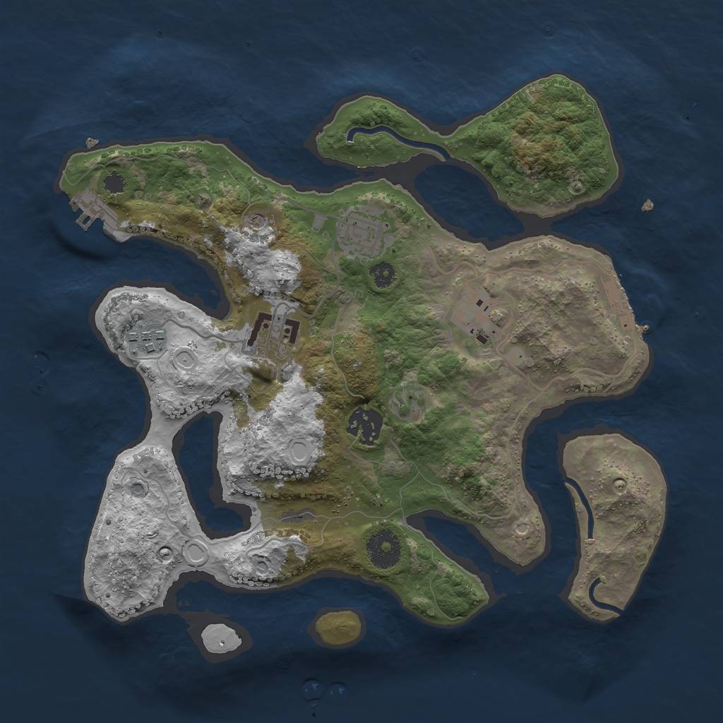 Rust Map: Procedural Map, Size: 3000, Seed: 1100081397, 13 Monuments