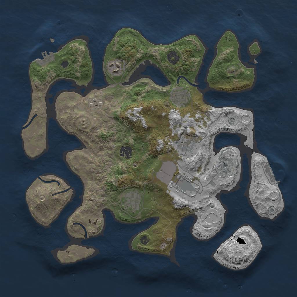 Rust Map: Procedural Map, Size: 3500, Seed: 654367289, 15 Monuments