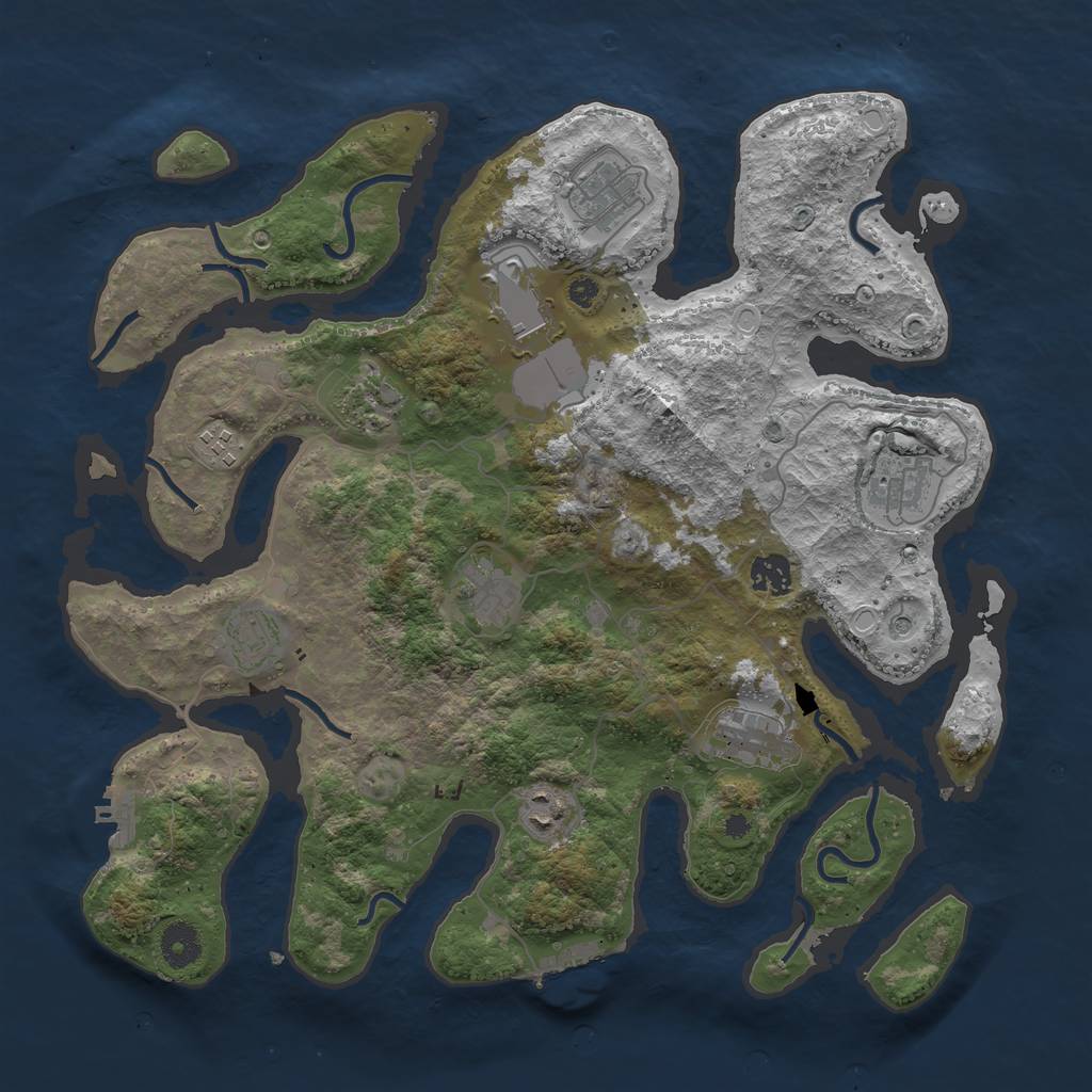 Rust Map: Procedural Map, Size: 3850, Seed: 1181423881, 18 Monuments