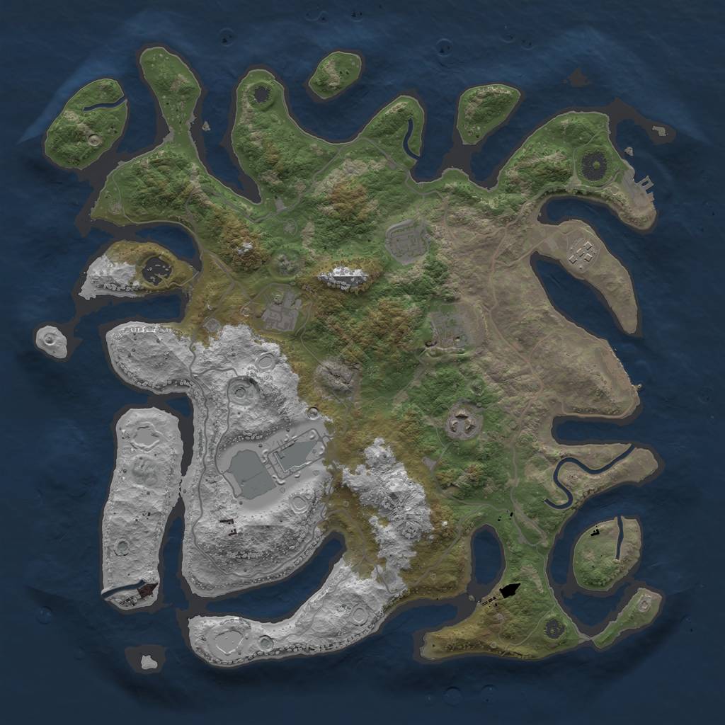 Rust Map: Procedural Map, Size: 4000, Seed: 130724, 15 Monuments