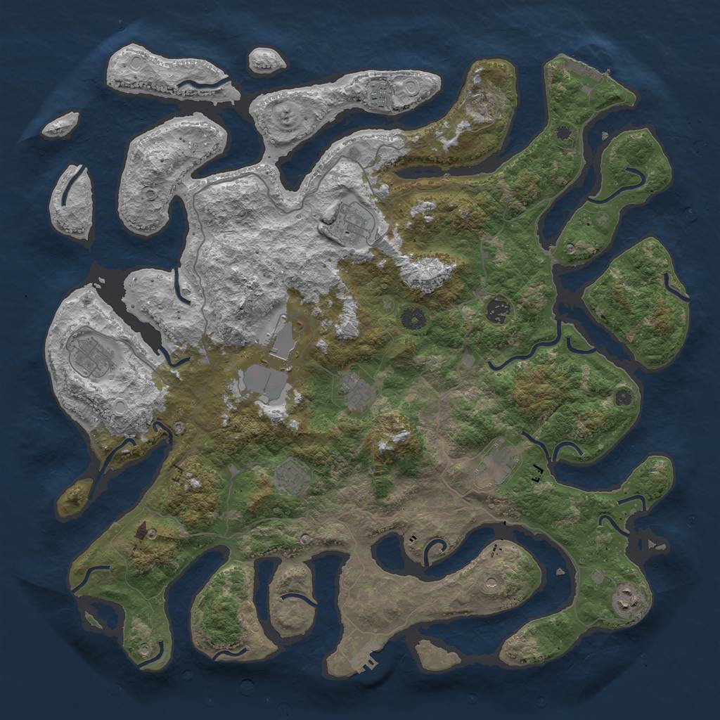 Rust Map: Procedural Map, Size: 4500, Seed: 1810920658, 17 Monuments