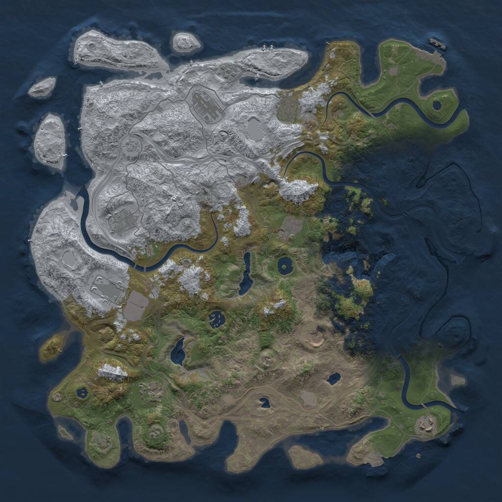 Rust Map: Procedural Map, Size: 4500, Seed: 1810920658, 16 Monuments