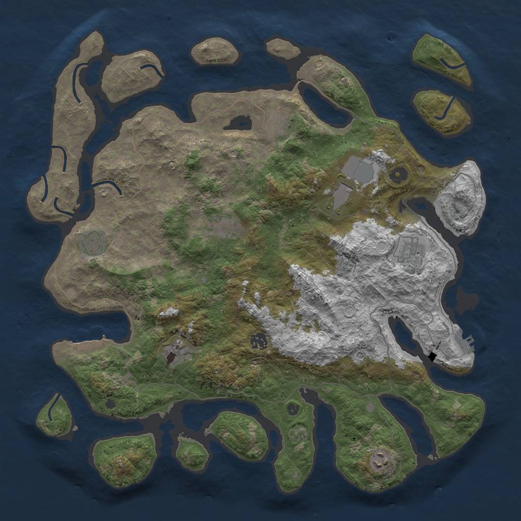 Rust Map: Procedural Map, Size: 4500, Seed: 16165180, 17 Monuments