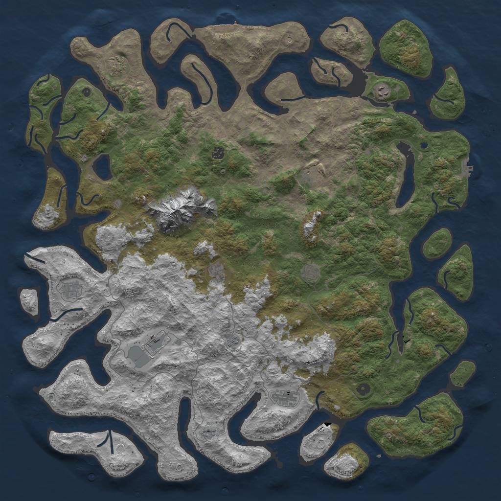 Rust Map: Procedural Map, Size: 6000, Seed: 66214850, 18 Monuments