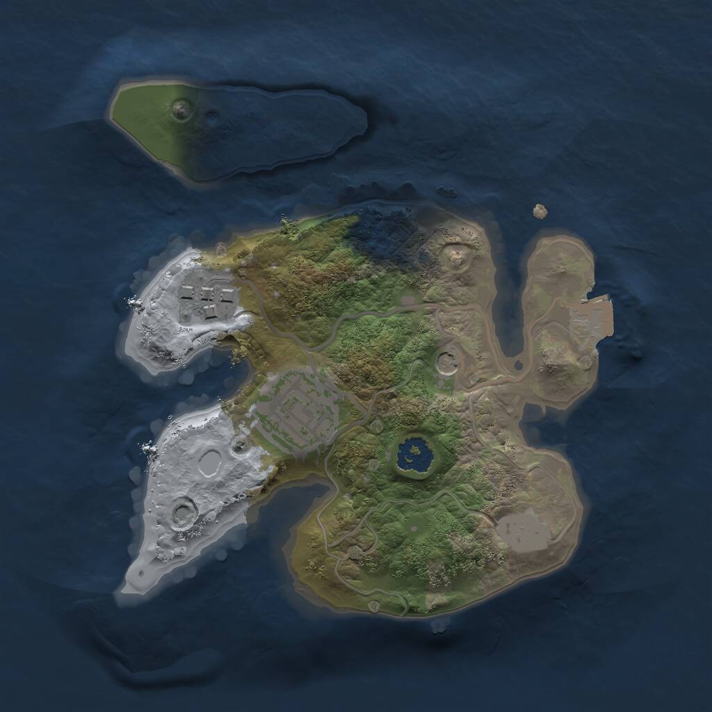 Rust Map: Procedural Map, Size: 2000, Seed: 2147445441, 4 Monuments