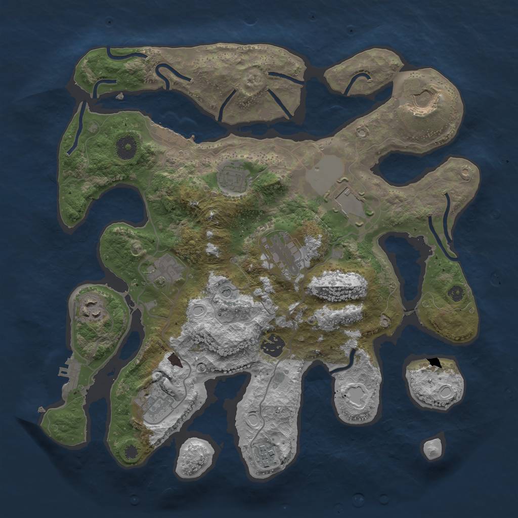 Rust Map: Procedural Map, Size: 3500, Seed: 499705, 17 Monuments