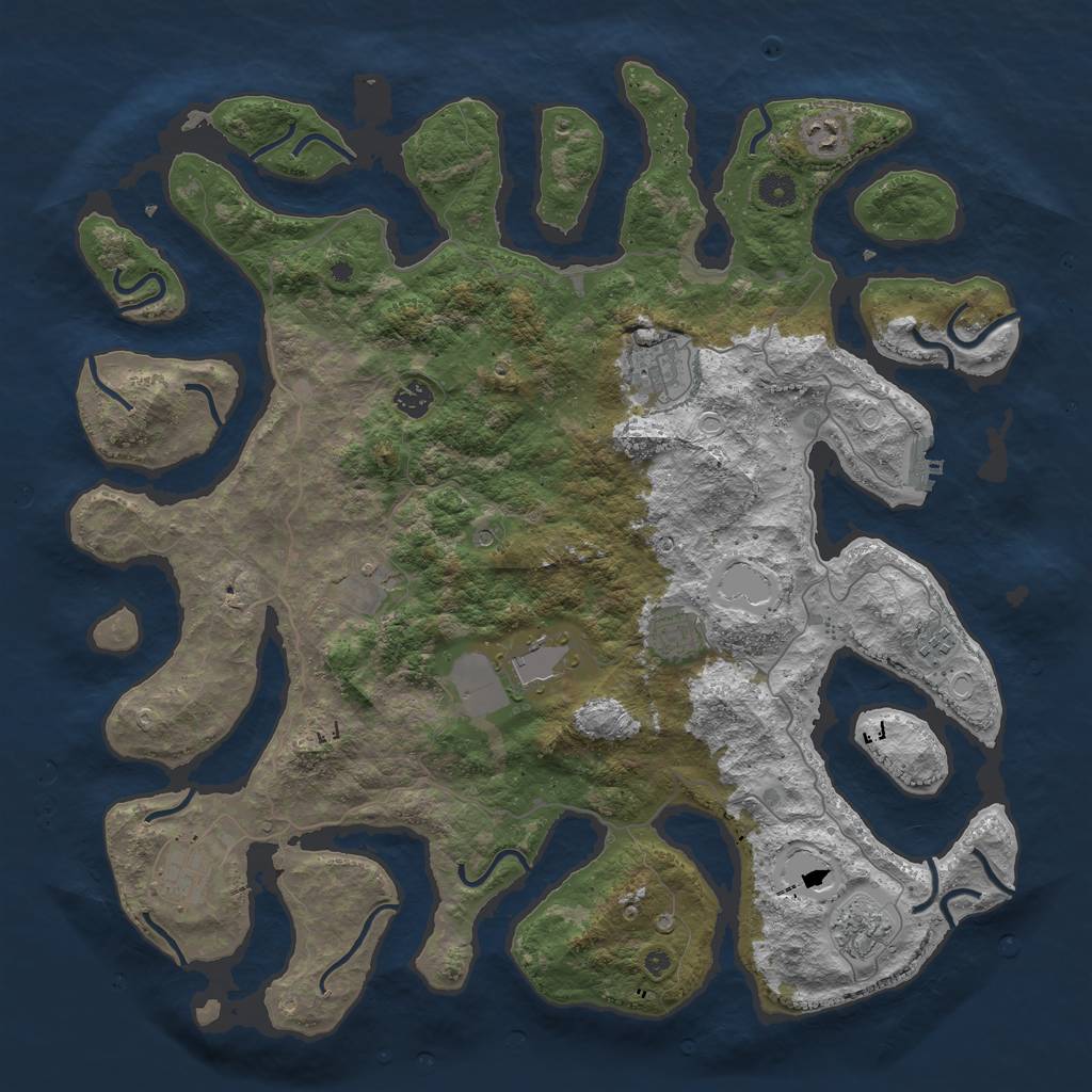 Rust Map: Procedural Map, Size: 4500, Seed: 281763109, 16 Monuments
