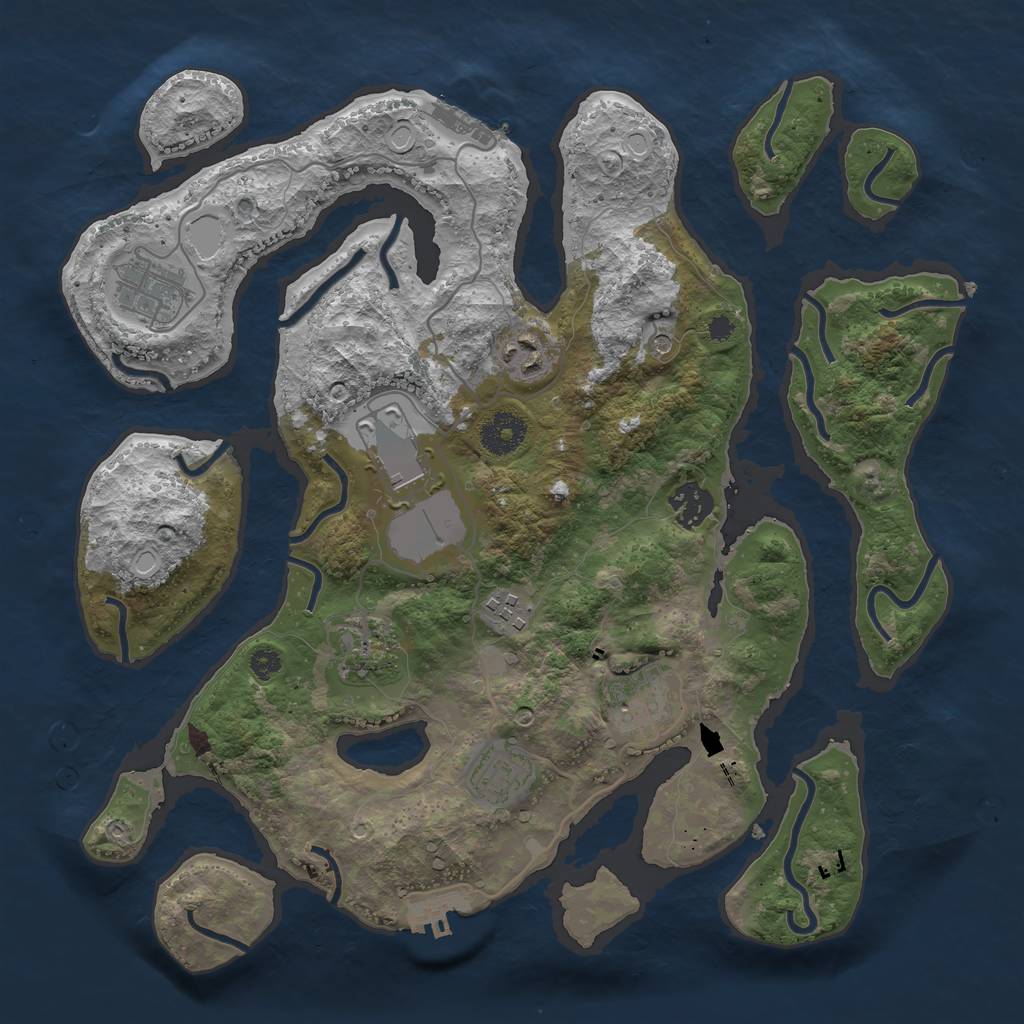 Rust Map: Procedural Map, Size: 3500, Seed: 225668960, 16 Monuments