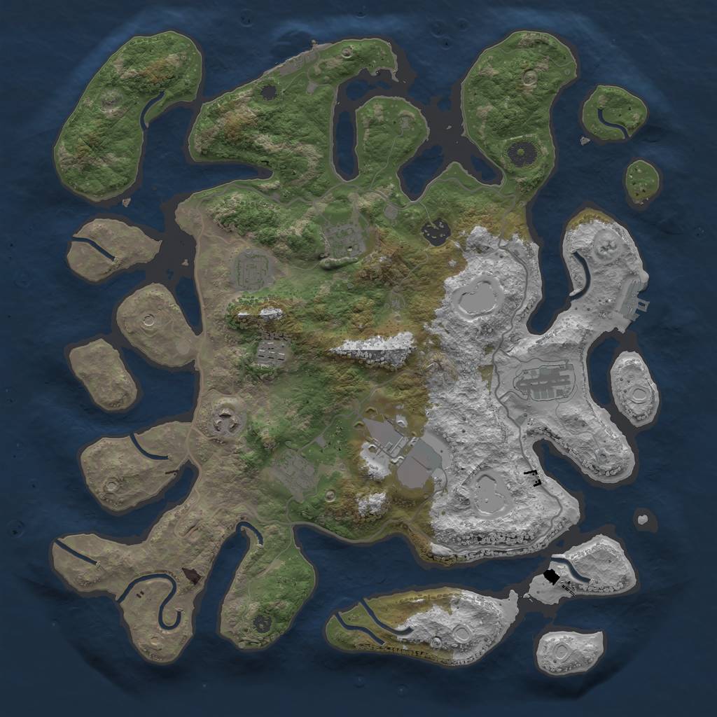 Rust Map: Procedural Map, Size: 4000, Seed: 60442586, 16 Monuments