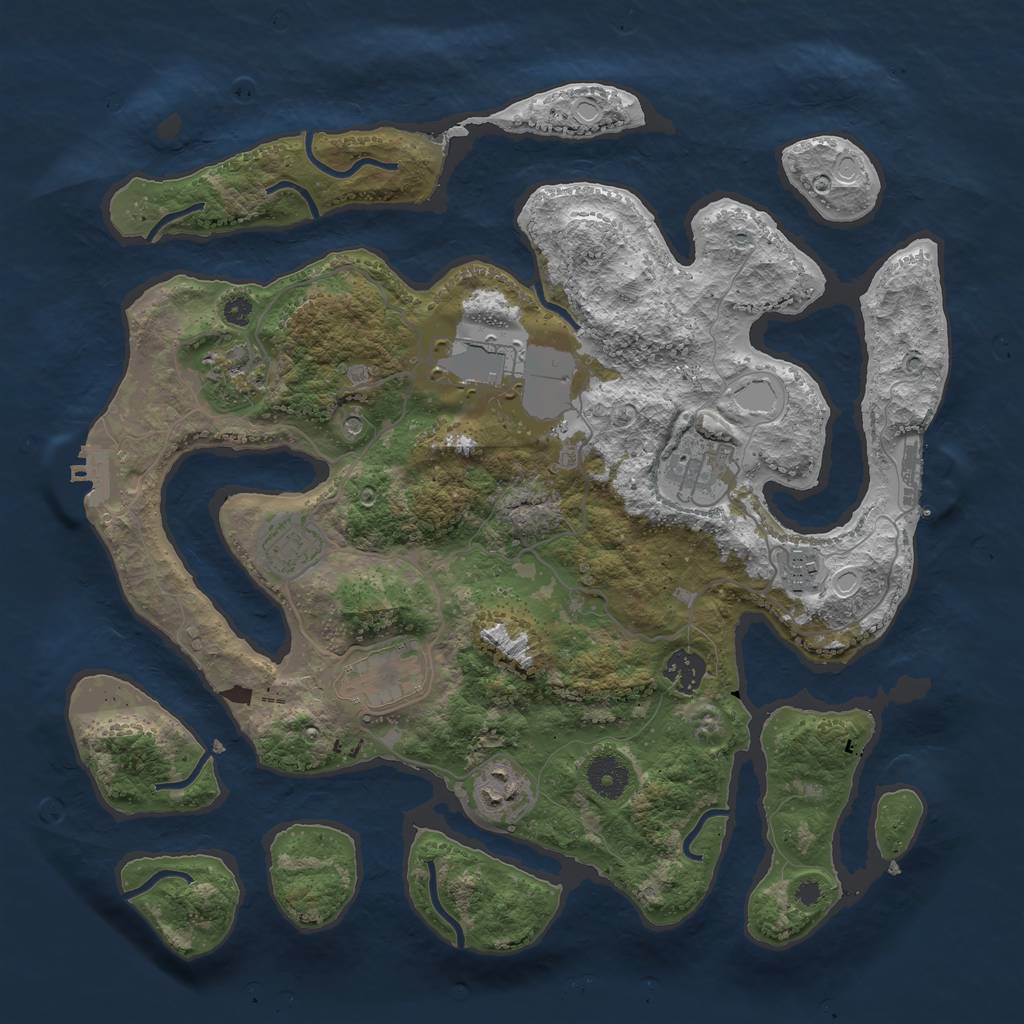 Rust Map: Procedural Map, Size: 3700, Seed: 60002377, 16 Monuments