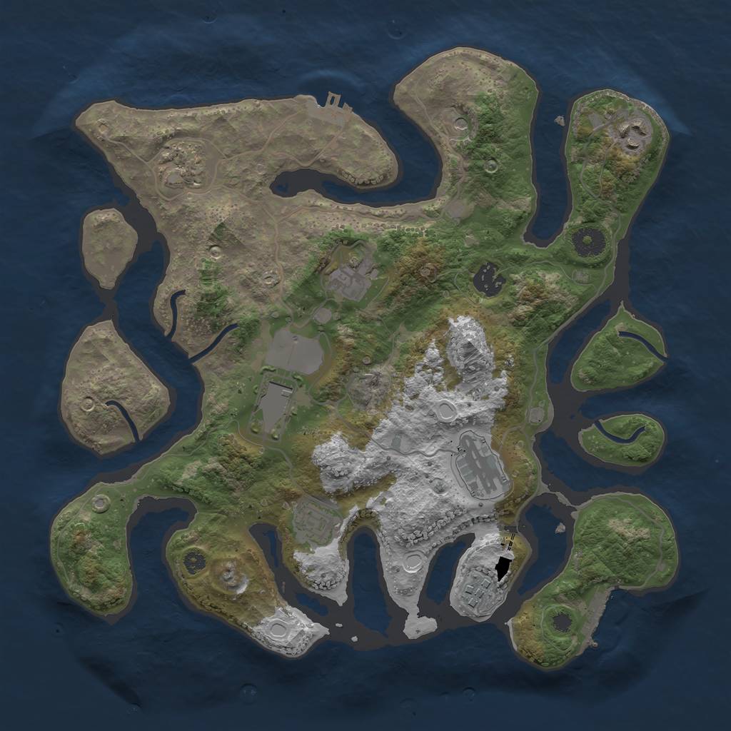 Rust Map: Procedural Map, Size: 3500, Seed: 23088139, 16 Monuments