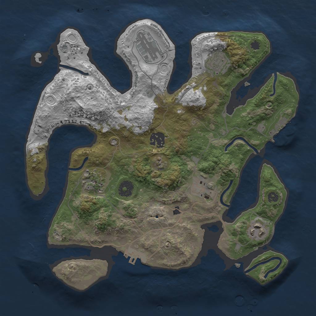 Rust Map: Procedural Map, Size: 3000, Seed: 912010558, 13 Monuments